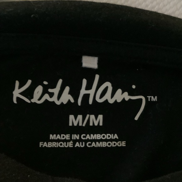 Keith Haring Heart Graphic T-Shirt | Black Pop Art Tee | Medium - Picture 4 of 8